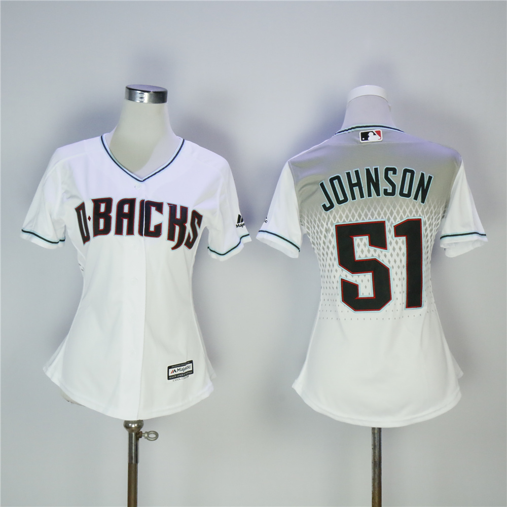 Women Arizona Diamondback #51 Johnson White MLB Jerseys->atlanta braves->MLB Jersey